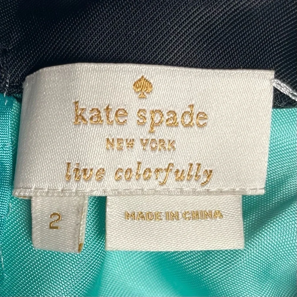 Kate Spade New York Sleeveless Embellished Collar Top Size 2 Aqua Black Trim